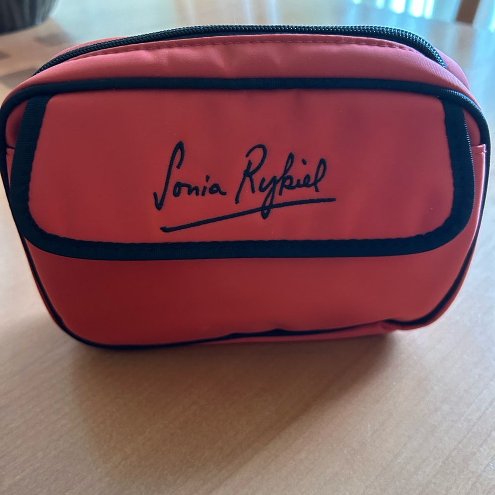 Sonia Rykiel Orange Cosmetic Bag with Black Trim